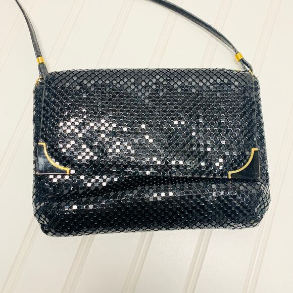 Vintage Chain Mail Black Evening Bag X Cross Body - Picture 2 of 7